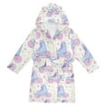thumbnail image 1 of FORMRS Niños Bathrobe Unisex Hooded Robe Soft Plush Pajamas Sleepwear, Size 7-9T, Pink Skates, 1 of 7
