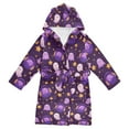 thumbnail image 1 of FORMRS Niños Bathrobe Unisex Hooded Robe Soft Plush Pajamas Sleepwear, Size 7-9T, Purple Cartoon Ghost Pattern, 1 of 7