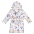 thumbnail image 1 of FORMRS Niños Bathrobe Unisex Hooded Robe Soft Plush Pajamas Sleepwear, Size 7-9T, Purple Flower Pattern, 1 of 7