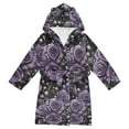 thumbnail image 1 of FORMRS Niños Bathrobe Unisex Hooded Robe Soft Plush Pajamas Sleepwear, Size 7-9T, Purple Roses, 1 of 7