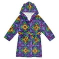 thumbnail image 1 of FORMRS Niños Bathrobe Unisex Hooded Robe Soft Plush Pajamas Sleepwear, Size 7-9T, Purple Stained Glass Pattern, 1 of 7