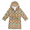 thumbnail image 1 of FORMRS Niños Bathrobe Unisex Hooded Robe Soft Plush Pajamas Sleepwear, Size 7-9T, Retro Blossom Flower, 1 of 7