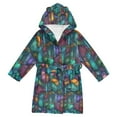 thumbnail image 1 of FORMRS Niños Bathrobe Unisex Hooded Robe Soft Plush Pajamas Sleepwear, Size 7-9T, Stained Glass Pattern, 1 of 7