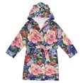 thumbnail image 1 of FORMRS Niños Bathrobe Unisex Hooded Robe Soft Plush Pajamas Sleepwear, Size 7-9T, Vibrant Pink Floral Pattern, 1 of 7
