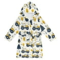 thumbnail image 1 of FORMRS Niños Bathrobe Unisex Hooded Robe Soft Plush Pajamas Sleepwear, Size 7-9T, Yellow Cartoon Truck Pattern, 1 of 7