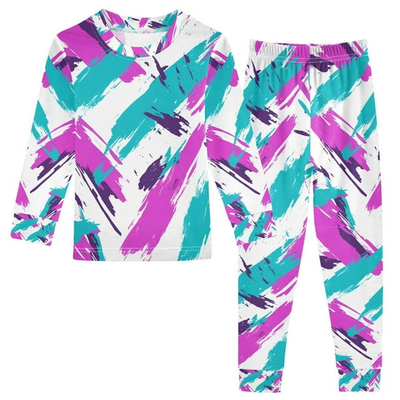 FORMRS Long Sleeve Top and Pants Pajama Set for Niños 2-Piece Sleepwear, Sizes 18M-8Y, Abstract Drawing