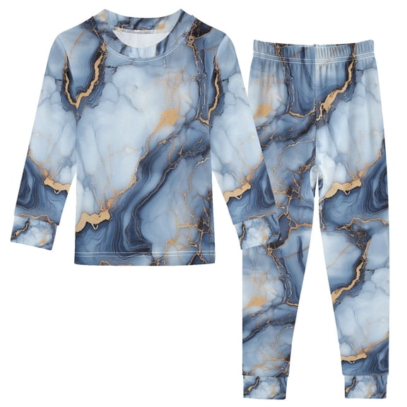 FORMRS Toddler Unisex Long Sleeve Top and Pants Pajama Set 2-Piece Sleepwear, Sizes 18M-8Y, Abstract Marble Pattern