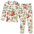 thumbnail image 1 of FORMRS Long Sleeve Top and Pants Pajama Set for Niños 2-Piece Sleepwear, Sizes 18M-8Y, Beige Apple Pattern, 1 of 6