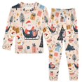 thumbnail image 1 of FORMRS Long Sleeve Top and Pants Pajama Set for Niños 2-Piece Sleepwear, Sizes 18M-8Y, Beige Christmas Santa, 1 of 6