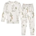 thumbnail image 1 of FORMRS Long Sleeve Top and Pants Pajama Set for Niños 2-Piece Sleepwear, Sizes 18M-8Y, Beige Rabbits and Carrots, 1 of 6
