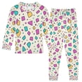 thumbnail image 1 of FORMRS Long Sleeve Top and Pants Pajama Set for Niños 2-Piece Sleepwear, Sizes 18M-8Y, Beige Retro Pattern, 1 of 6