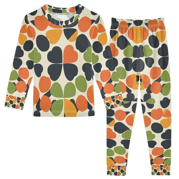 FORMRS Long Sleeve Top and Pants Pajama Set for Niños 2-Piece Sleepwear, Sizes 18M-8Y, Black Clover Pattern