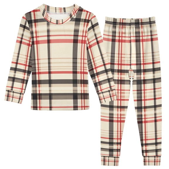 FORMRS Toddler Unisex Long Sleeve Top and Pants Pajama Set 2-Piece Sleepwear, Sizes 18M-8Y, Black Tartan