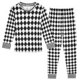 thumbnail image 1 of FORMRS Long Sleeve Top and Pants Pajama Set for Niños 2-Piece Sleepwear, Sizes 18M-8Y, Black and White Geometric, 1 of 6