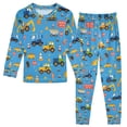 thumbnail image 1 of FORMRS Long Sleeve Top and Pants Pajama Set for Niños 2-Piece Sleepwear, Sizes 18M-8Y, Blue Cartoon Truck Pattern, 1 of 6