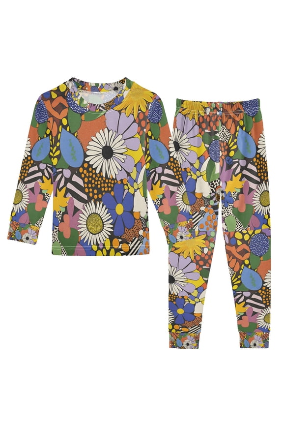 Long Sleeve Top and Pants Pajama Set for Niños 2-Piece Sleepwear, Sizes 18M-8Y, Blue Floral