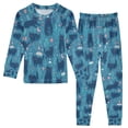 thumbnail image 1 of FORMRS Long Sleeve Top and Pants Pajama Set for Niños 2-Piece Sleepwear, Sizes 18M-8Y, Blue Forest Cat Pattern, 1 of 6