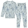 thumbnail image 1 of FORMRS Long Sleeve Top and Pants Pajama Set for Niños 2-Piece Sleepwear, Sizes 18M-8Y, Blue Octopus Pattern, 1 of 6