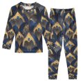 thumbnail image 1 of FORMRS Long Sleeve Top and Pants Pajama Set for Niños 2-Piece Sleepwear, Sizes 18M-8Y, Blue Peacock Feathers Pattern, 1 of 6