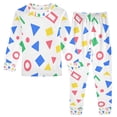 thumbnail image 1 of FORMRS Long Sleeve Top and Pants Pajama Set for Niños 2-Piece Sleepwear, Sizes 18M-8Y, Blue Retro Triangles, 1 of 6