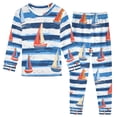 thumbnail image 1 of FORMRS Long Sleeve Top and Pants Pajama Set for Niños 2-Piece Sleepwear, Sizes 18M-8Y, Blue Sailboats, 1 of 6
