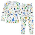 thumbnail image 1 of FORMRS Long Sleeve Top and Pants Pajama Set for Niños 2-Piece Sleepwear, Sizes 18M-8Y, Blue Simple Shapes, 1 of 6