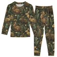 thumbnail image 1 of FORMRS Long Sleeve Top and Pants Pajama Set for Niños 2-Piece Sleepwear, Sizes 18M-8Y, Brown Floral Rabbits Pattern, 1 of 6
