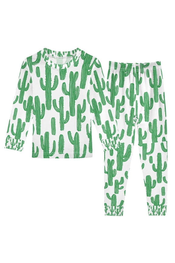 Long Sleeve Top and Pants Pajama Set for Niños 2-Piece Sleepwear, Sizes 18M-8Y, Cactus Pattern