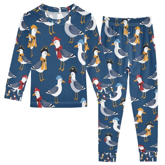 FORMRS Long Sleeve Top and Pants Pajama Set for Niños 2-Piece Sleepwear, Sizes 18M-8Y, Cartoon Birds Pattern
