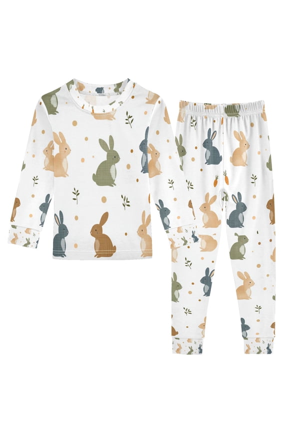 Long Sleeve Top and Pants Pajama Set for Niños 2-Piece Sleepwear, Sizes 18M-8Y, Cartoon Bunnies