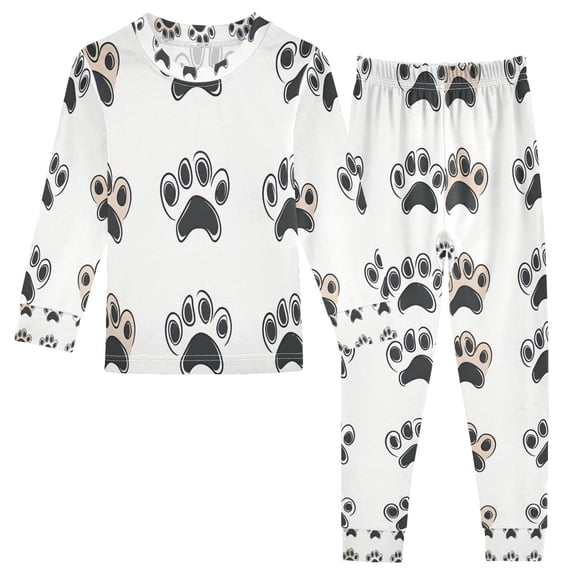 FORMRS Long Sleeve Top and Pants Pajama Set for Niños 2-Piece Sleepwear, Sizes 18M-8Y, Cartoon Cat Paw