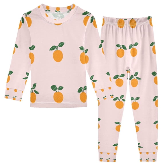 FORMRS Toddler Unisex Long Sleeve Top and Pants Pajama Set 2-Piece Sleepwear, Sizes 18M-8Y, Cartoon Citrus