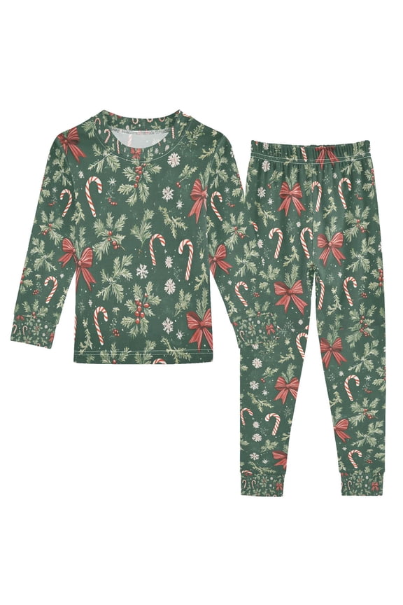 Long Sleeve Top and Pants Pajama Set for Niños 2-Piece Sleepwear, Sizes 18M-8Y, Christmas Candy Cane