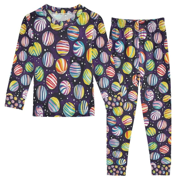 FORMRS Long Sleeve Top and Pants Pajama Set for Niños 2-Piece Sleepwear, Sizes 18M-8Y, Colorful Candies
