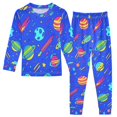 thumbnail image 1 of FORMRS Toddler Unisex Long Sleeve Top and Pants Pajama Set 2-Piece Sleepwear, Sizes 18M-8Y, Colorful Cartoon Planets, 1 of 6