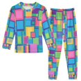 thumbnail image 1 of FORMRS Kids Pajama Set Cotton Long Sleeve Top and Pants 2-Piece Lounge Sleepwear, Sizes 18M-8Y, Colorful Geometric Pattern, 1 of 6