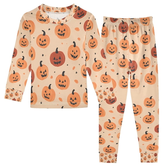 FORMRS Long Sleeve Top and Pants Pajama Set for Niños 2-Piece Sleepwear, Sizes 18M-8Y, Colorful Halloween Pumpkin Pattern