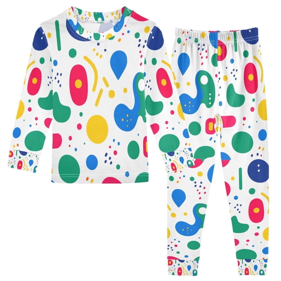 FORMRS Long Sleeve Top and Pants Pajama Set for Niños 2-Piece Sleepwear, Sizes 18M-8Y, Colorful Round