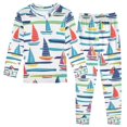 thumbnail image 1 of FORMRS Long Sleeve Top and Pants Pajama Set for Niños 2-Piece Sleepwear, Sizes 18M-8Y, Colorful Sailboats, 1 of 6