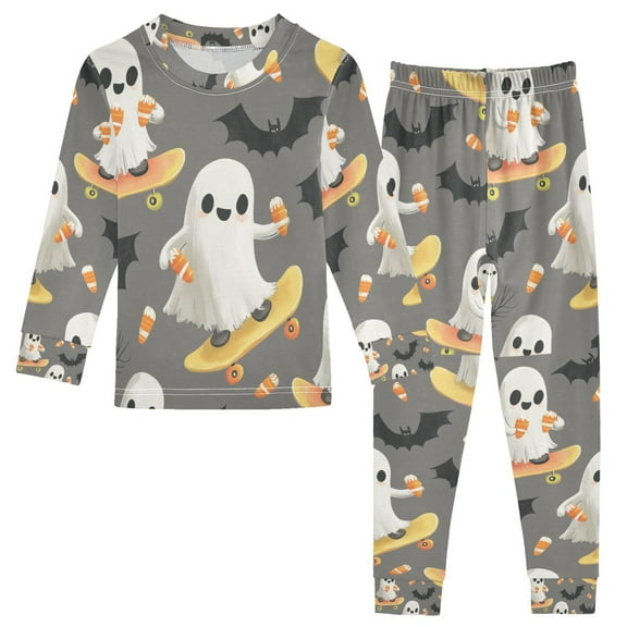 FORMRS Long Sleeve Top and Pants Pajama Set for Niños 2-Piece Sleepwear, Sizes 18M-8Y, Cute Ghosts