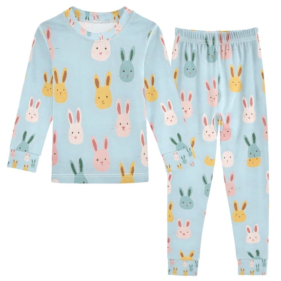 FORMRS Long Sleeve Top and Pants Pajama Set for Niños 2-Piece Sleepwear, Sizes 18M-8Y, Cute Rabbits