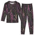 thumbnail image 1 of FORMRS Long Sleeve Top and Pants Pajama Set for Niños 2-Piece Sleepwear, Sizes 18M-8Y, Dark Purple Floral Pattern, 1 of 6