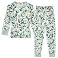 thumbnail image 1 of FORMRS Long Sleeve Top and Pants Pajama Set for Niños 2-Piece Sleepwear, Sizes 18M-8Y, Darker Leafy Pattern, 1 of 6
