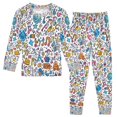 thumbnail image 1 of FORMRS Long Sleeve Top and Pants Pajama Set for Niños 2-Piece Sleepwear, Sizes 18M-8Y, Doodle Pattern, 1 of 6