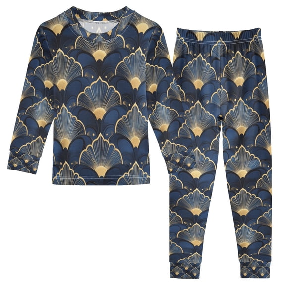 FORMRS Kids Pajama Set Cotton Long Sleeve Top and Pants 2-Piece Lounge Sleepwear, Sizes 18M-8Y, Elegance Art Pattern