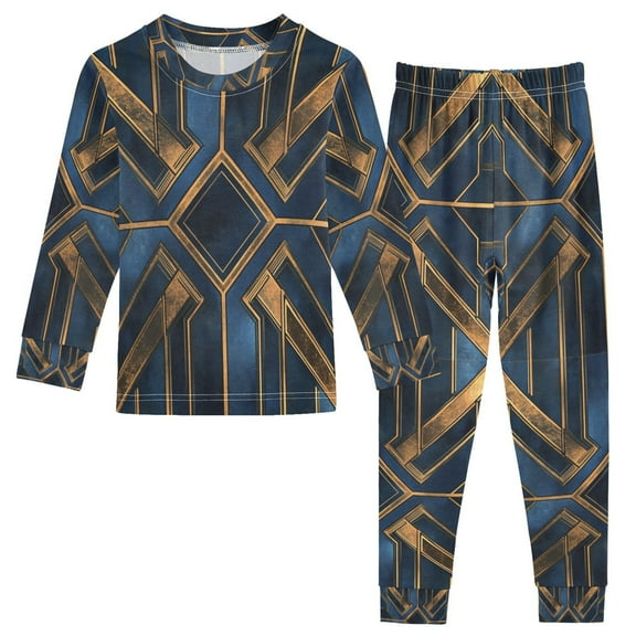FORMRS Long Sleeve Top and Pants Pajama Set for Niños 2-Piece Sleepwear, Sizes 18M-8Y, Elegant Geometric Pattern