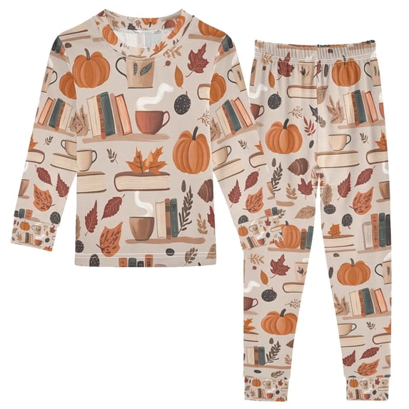 FORMRS Long Sleeve Top and Pants Pajama Set for Niños 2-Piece Sleepwear, Sizes 18M-8Y, Fall Acorns Pattern