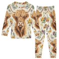 thumbnail image 1 of FORMRS Long Sleeve Top and Pants Pajama Set for Niños 2-Piece Sleepwear, Sizes 18M-8Y, Floral Cow, 1 of 6