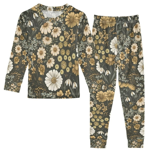 FORMRS Toddler Unisex Long Sleeve Top and Pants Pajama Set 2-Piece Sleepwear, Sizes 18M-8Y, Floral Wilderness Pattern
