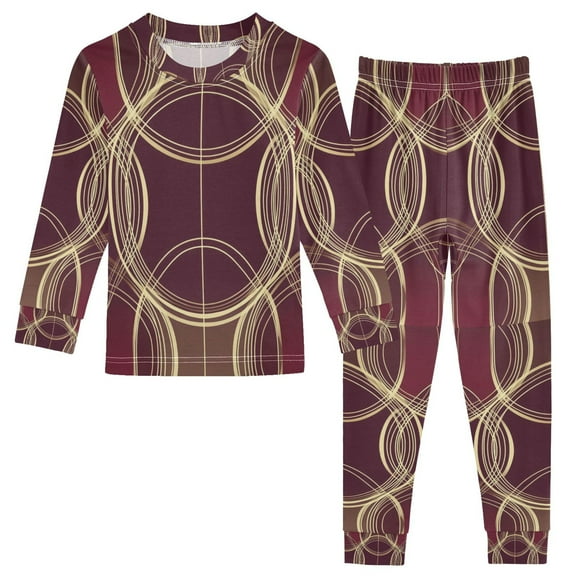 FORMRS Long Sleeve Top and Pants Pajama Set for Niños 2-Piece Sleepwear, Sizes 18M-8Y, Gold Abstract Pattern